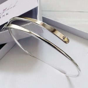 Hand Crafted - Sterling Silver Wrap Bangle With Gold Star