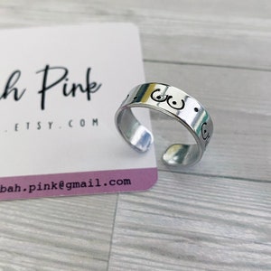 Hand Stamped Ring - 'Boobies' - Adjustable - Can Be Personalised!