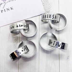 Personalised Hand Stamped Rings - Adjustable!