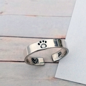 Hand Stamped - Paw Print - 925 Sterling Silver Toe Ring - EASILY PERSONALISED!