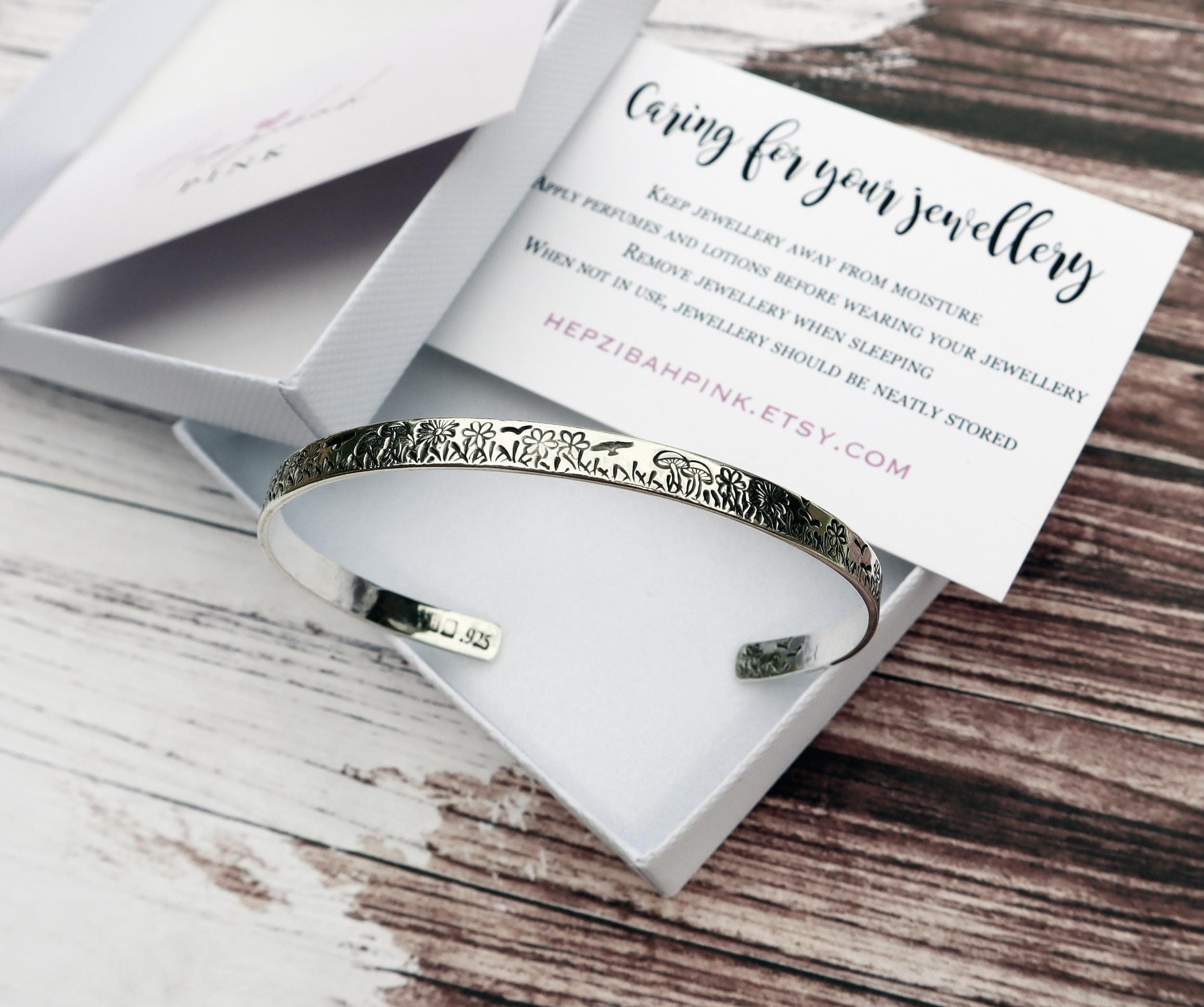 Hand Stamped - Sterling Silver - Bracelet - Cuff - Bangle - You Belong Among The Wildflowers - Can Be Personalised