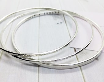 Hand Stamped Sterling Silver Bangles - Personalised!