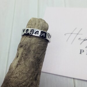 Hand Stamped 'Vegan' 925 Sterling Silver Toe Ring EASILY PERSONALISED image 6