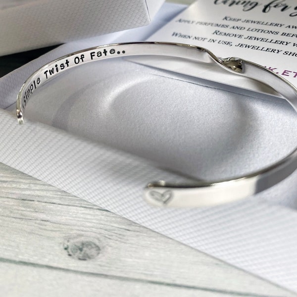 Hand Crafted - Hand Stamped - Sterling Silver - Cuff - Bangle - Can Be Personalised - A Simple Twist Of Fate..
