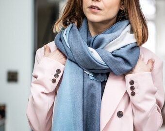 CASHMERE IVORY SCARF Shawl Wrap Handmade Natural Cashmere UK Free Shipping