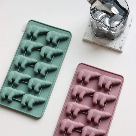 Polar Bear Ice Mould With Steel Straws Gift Set Polar Bear Silicone Ice  Cube Mould 