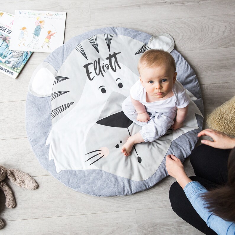 Personalised Animal Faces Baby Play Mat | Gift for Newborn Baby Boy Girl | New Baby Shower Gift | Tummy Time Mat 