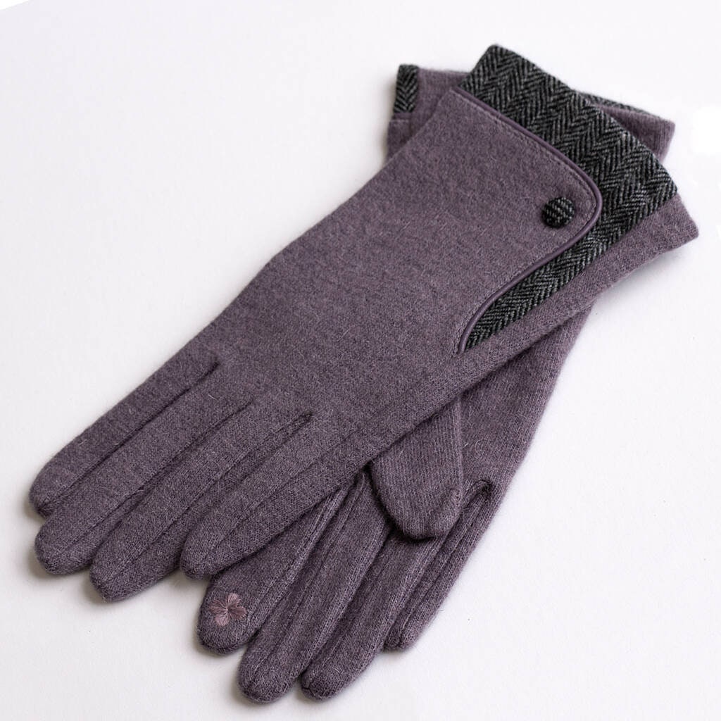 Merino Wool Touch Screen Gloves With Herringbone Cuff Women\'s Wool Knit  Gloves - Etsy