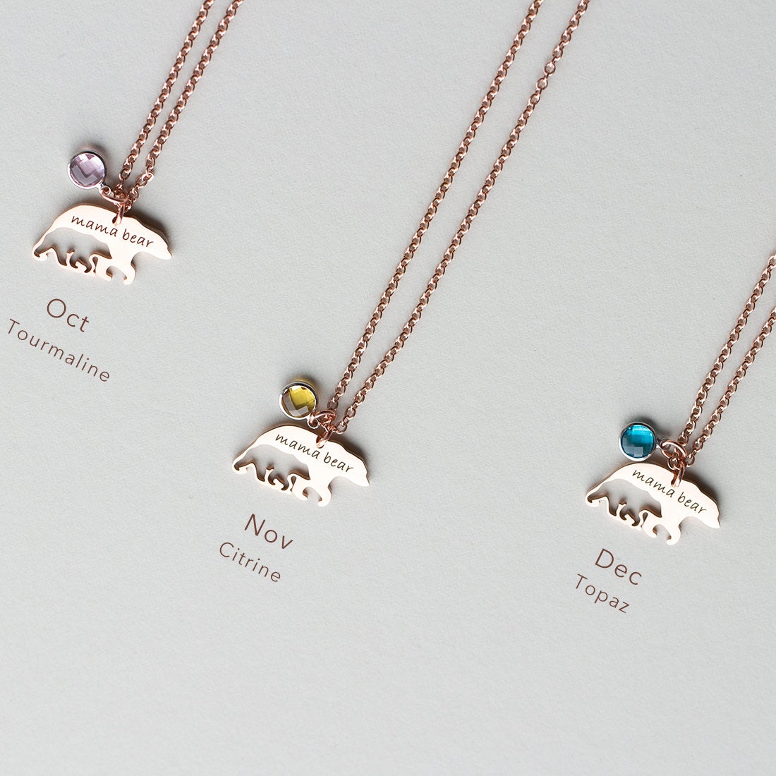 Mama Bear Necklace Personalised With Birthstones Mother s Day Gift