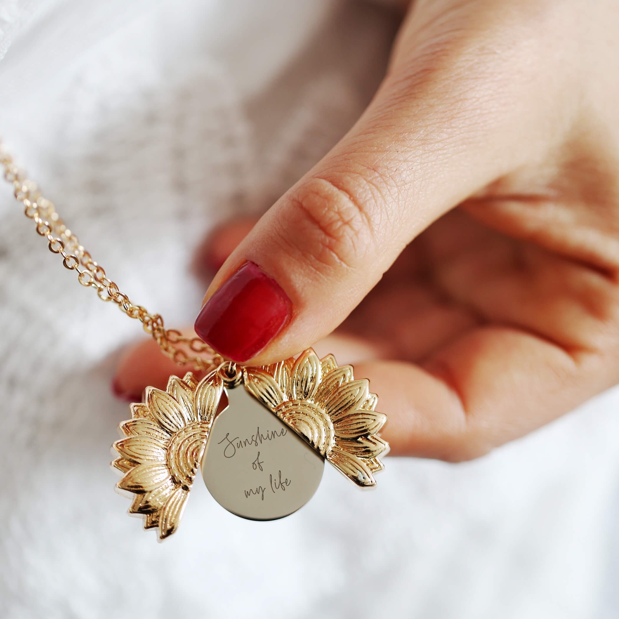 Sunflower Friendship Hidden Message Engraved Necklace Personalised