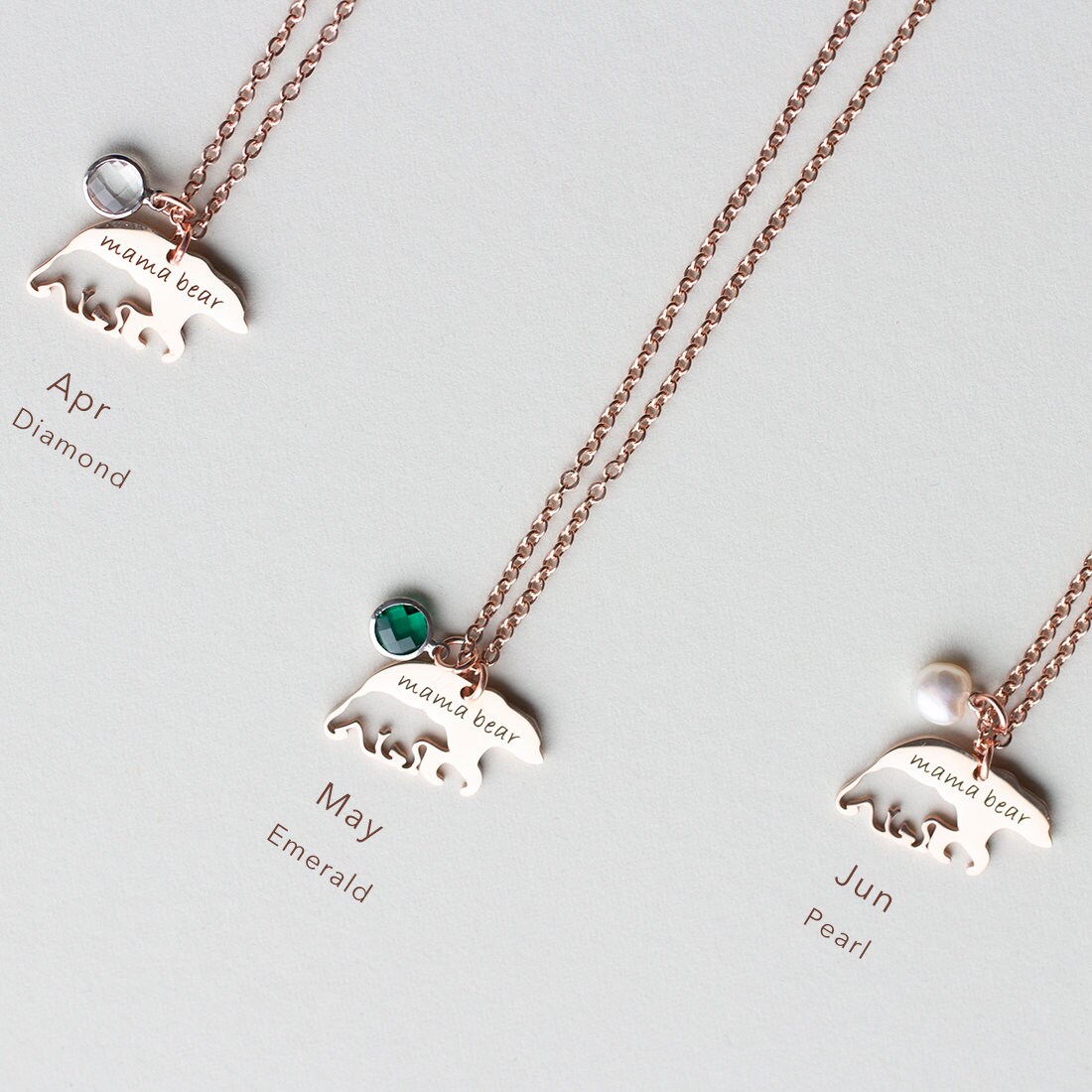 Mama bear necklace store with birthstones