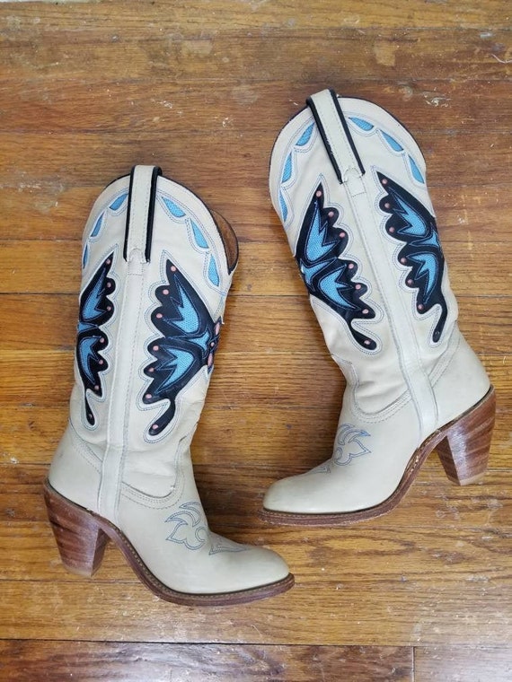 1970's Vintage Miss Capezio Butterfly Cowboy Boots