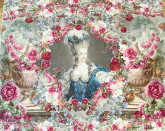 Floral, Marie Antoinette super soft velvet feel, fabric piece, for crafts, project piece, cushion front,  cover, journals