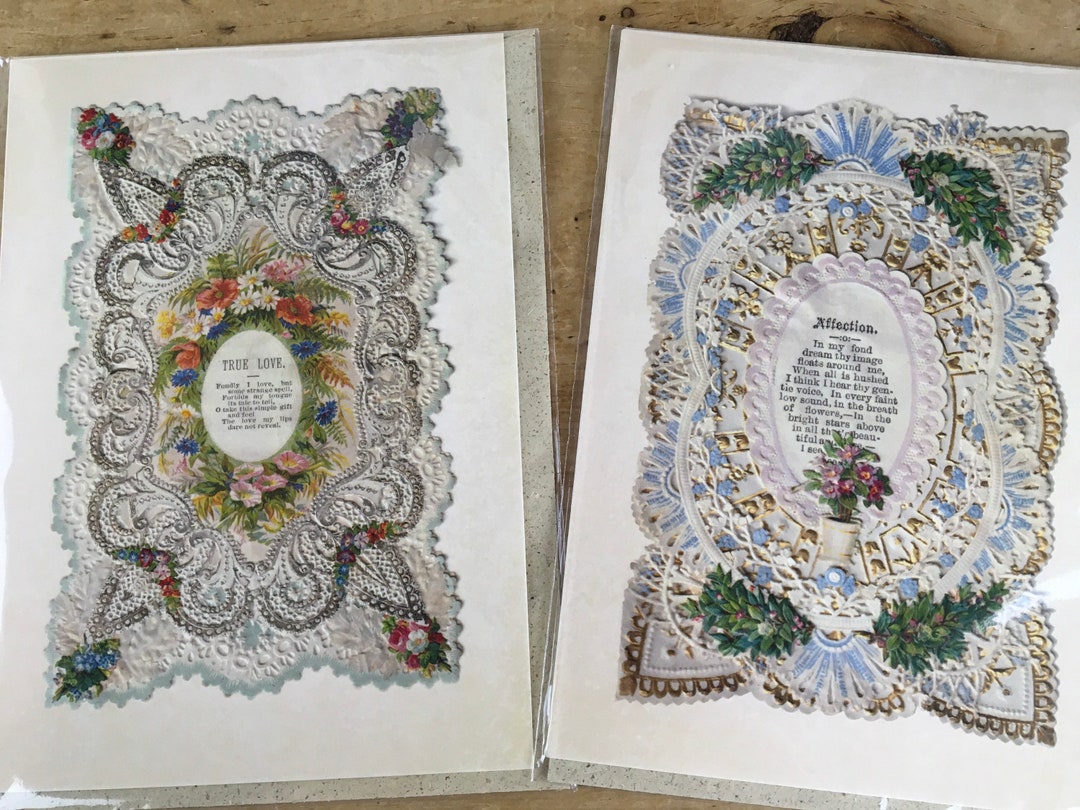 2 Pretty Vintage Inspired Blank Greeting Cards Ideal for Sending