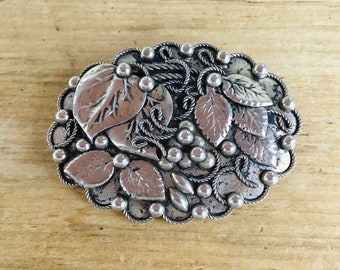 Handmade silver leaf brooch, jewellery, craft, accessory, wearing