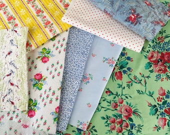 Vintage french floral, quilt pieces, fabric for crafts, slow stitching, journaling, sewing projects