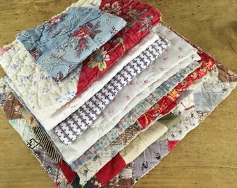 Vintage quilt scrap pack for projects, slow stitching, journaling, patchwork, small sewing projects