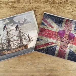 2 cartes de vœux vierges, écologiques, Ship et Union Jack, idéales pour l’envoi, l’encadrement, l’artisanat de journalisation