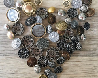 Gold, Silver buttons for crafts, some sets, slow stitching, sewing, journaling