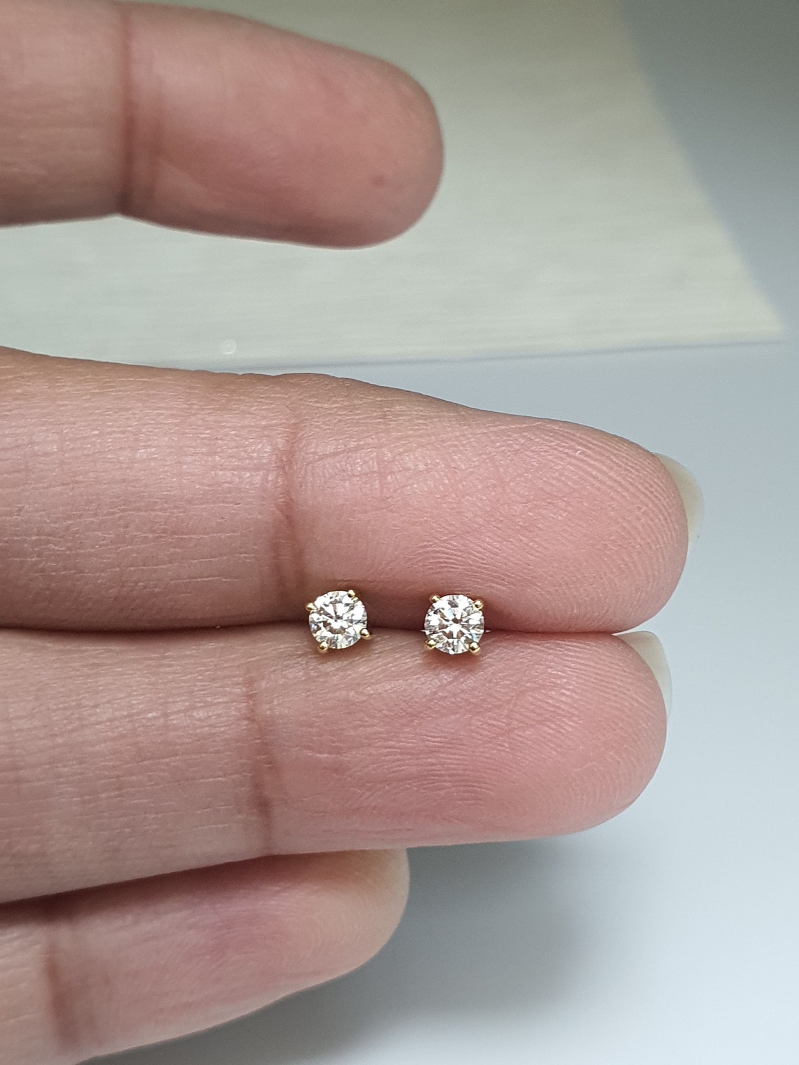 18carat White Gold Diamond Baby Earrings 0.14 Cts Child Etsy