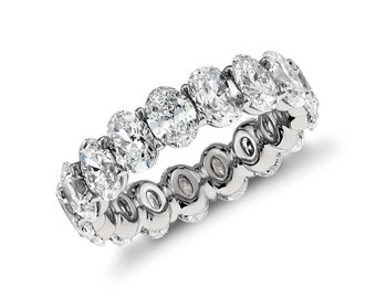 18Carat White Gold Oval Diamond Claw Set Full Eternity Wedding Band 4.79 carats