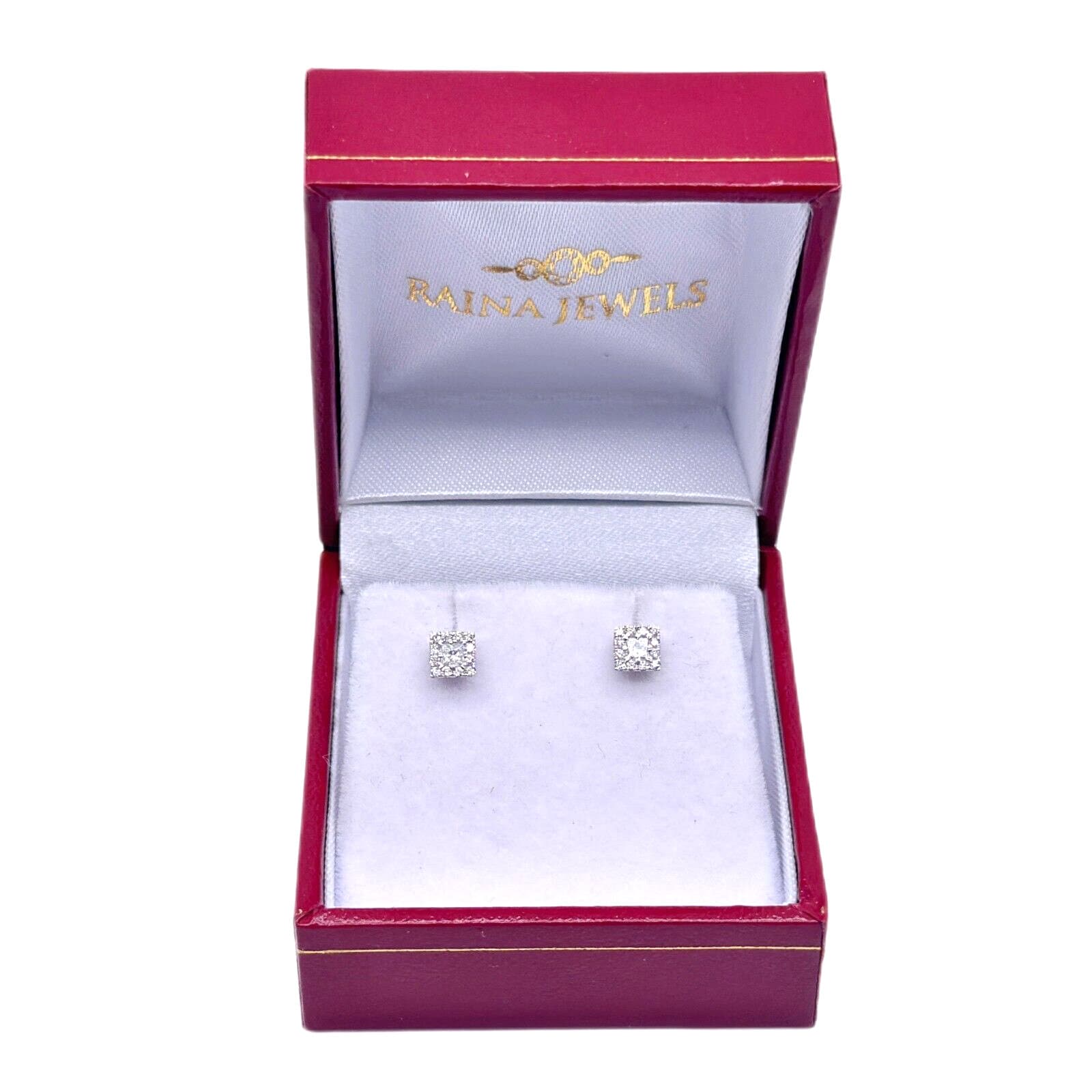 18ct White Gold Princess Cut Diamonds Stud Earrings