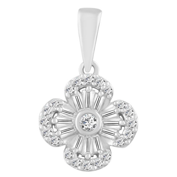Diamond baguette outlet cluster pendant necklace