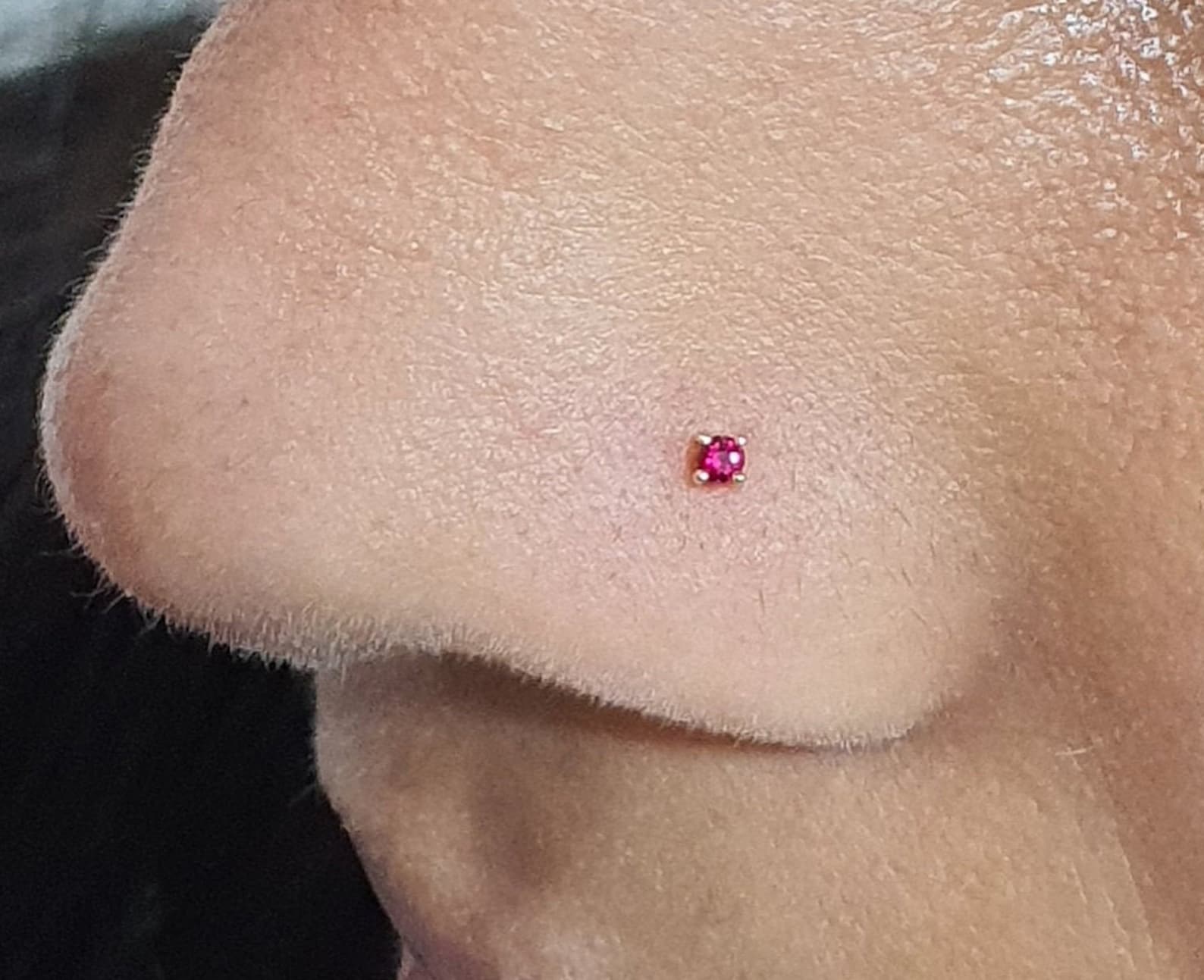 18ct Rose Gold & Natural Ruby Nose Stud / Nose Pin 0.02 Carats Etsy