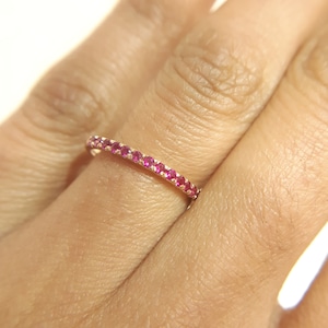 14ct Rose Gold Half Eternity Stacking Bands with Red Ruby