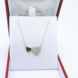9ct / 9k Yellow Gold & Natural Diamonds Heart Pendant With 9ct Chain 0.25ct