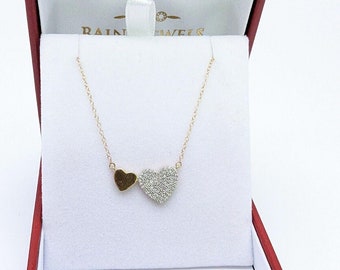 9ct / 9k Yellow Gold & Natural Diamonds Heart Pendant With 9ct Chain 0.25ct