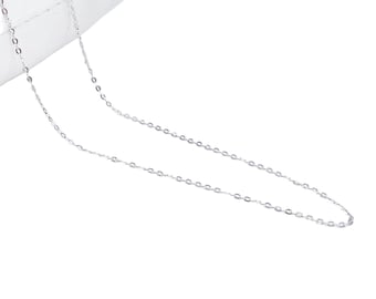 Platinum Cable Trace Link Chain Necklace 16 Inches 0.9mm Width
