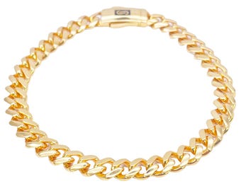 22ct Gold Cuban Bracelet Curb Link Lightweight 7.5 Inches 6.8mm Wide