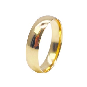 22ct Yellow Gold High Polished Mens Traditional Dome Wedding Band 5mm