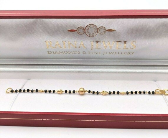 570px x 468px - 22K Yellow Gold Baby Bracelet Black & Gold Beads maniya / - Etsy