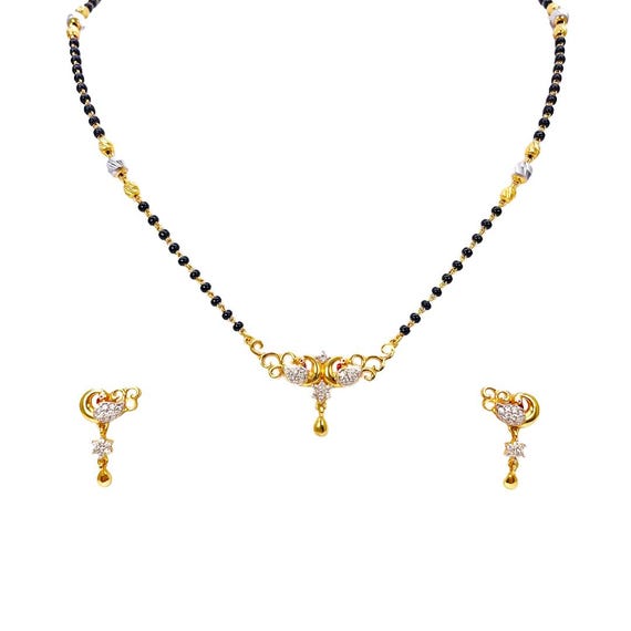 22K/ 22ct Yellow Gold Ladies Mangalsutra Necklace and Earrings Set