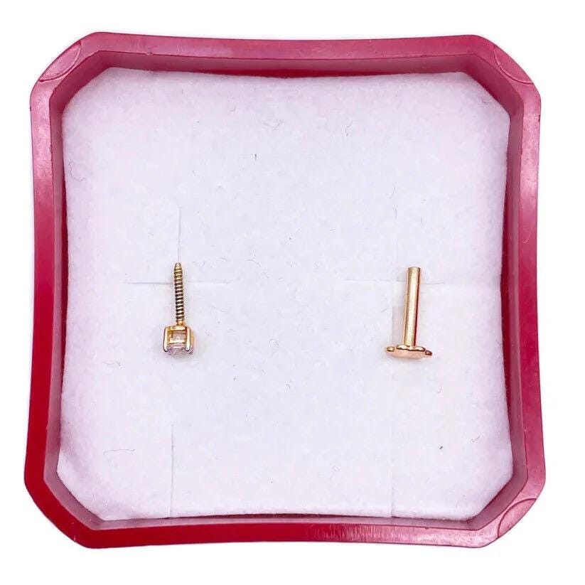 Piercing Naso In Oro 18k Bianco Con Diamante - Orecchino A L Anallergico E Confortevole