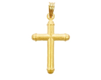 22ct Yellow Gold Lightweight Matt Cross Pendant 35mm Length 19mm Width