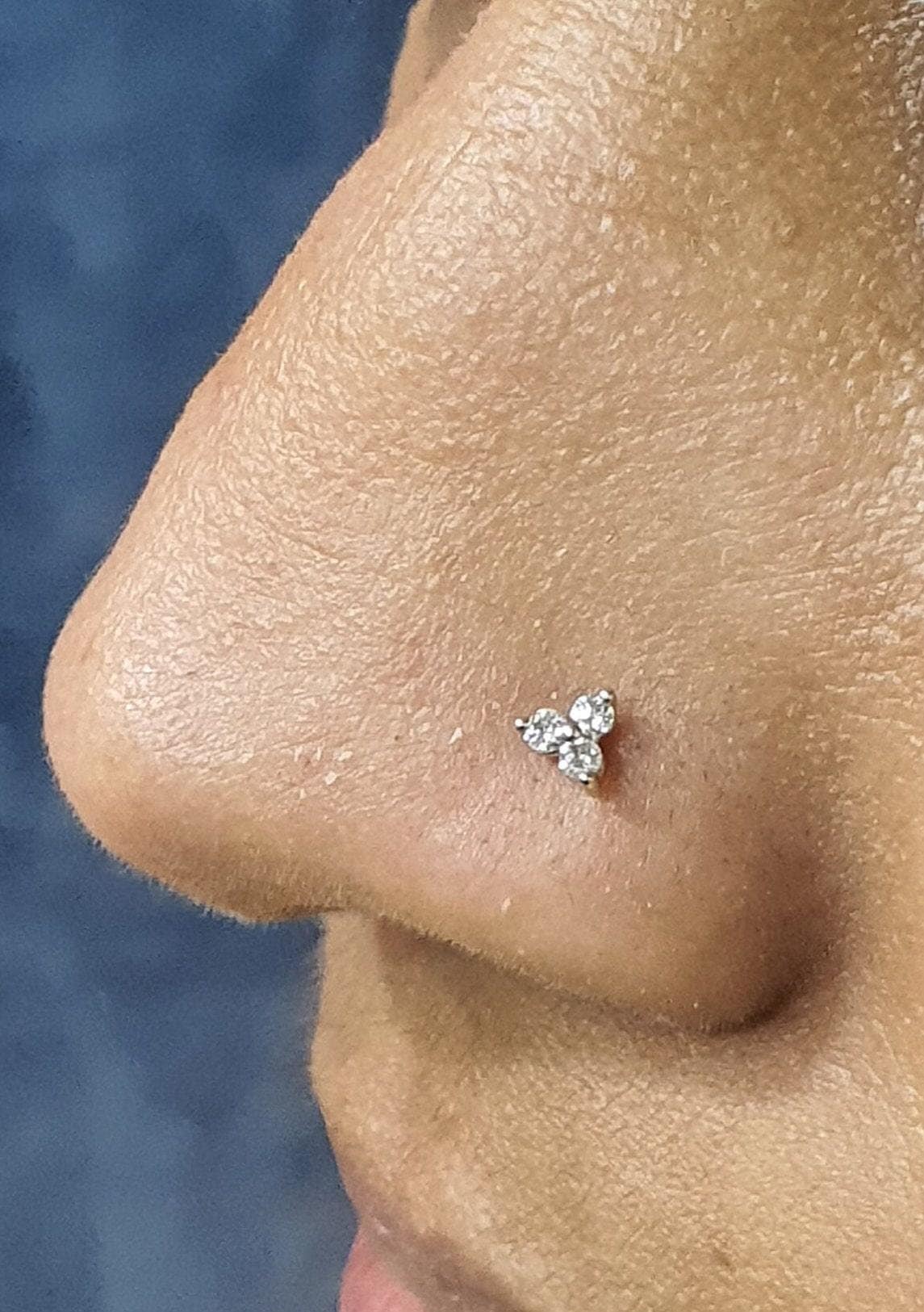 Three diamond nose ring best sale