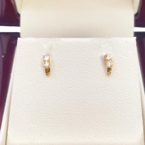 22ct Yellow Gold Two Stone Cubic Zirconia Half Hoop Childrens Earrings 6mm
