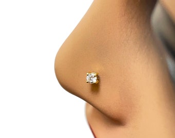 Diamond Nose Stud/ Nose Pin 18ct White / Yellow gold 0.07 carats 4-claws 2.6 mm