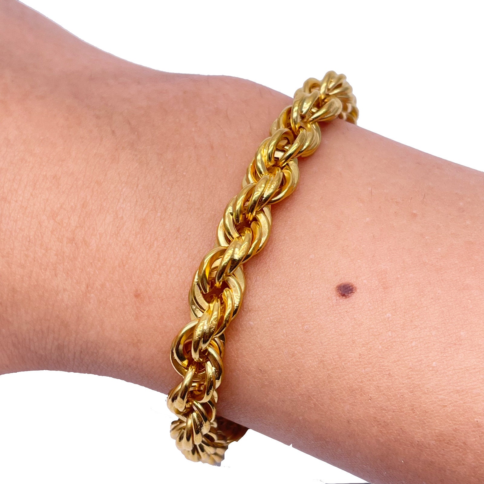 アクセサリー GENERAL THE ROPE BANGLE 22ct Yellow Gold Fancy Hollow Twisted Rope Bracelet 7 Inches