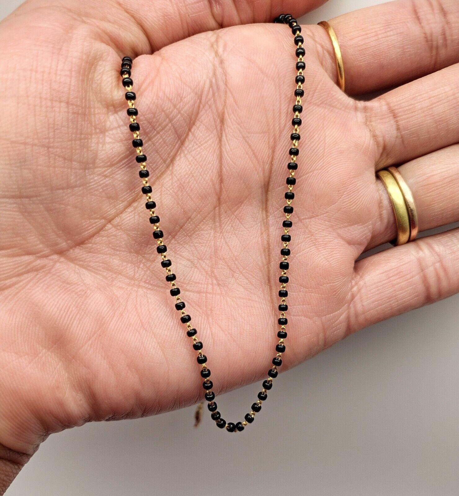 18ct Yellow Gold Ladies Mangalsutra Chain Black Beaded Necklace 16 Inch 2.0mm Bead Mangalsutra Chain Yellow Gold Black Bead Yellow Gold Etsy