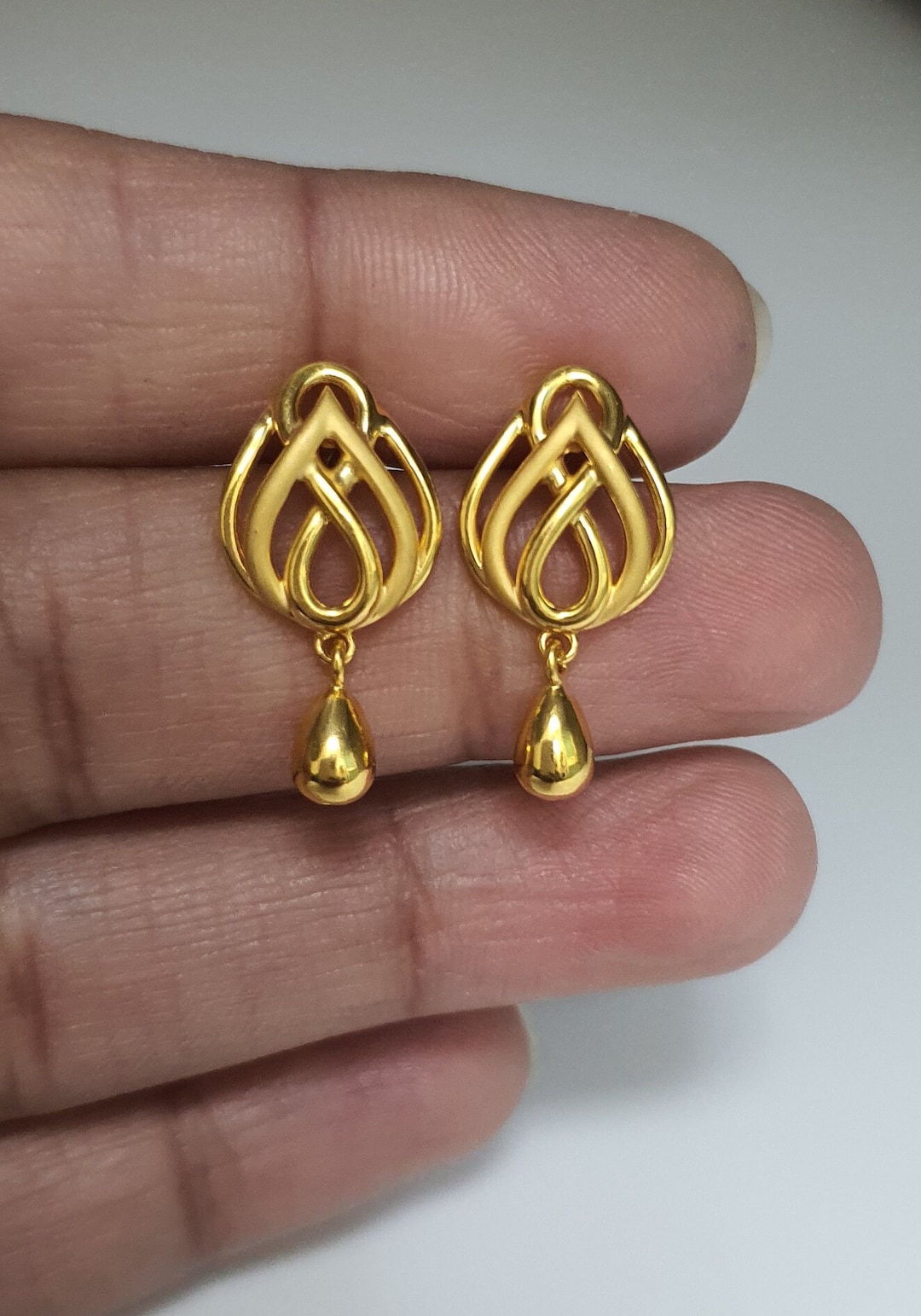 22K Gold Earrings for Women - 235-GER13787 in 1.800 Grams