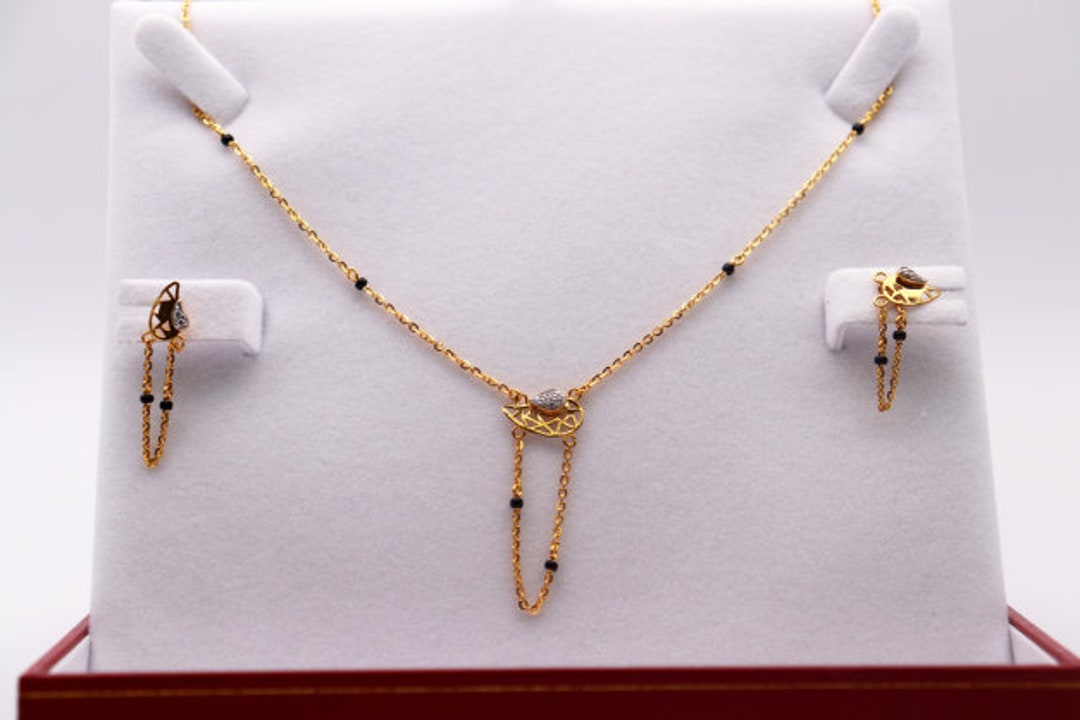 22K/ 22ct Yellow Gold Ladies Mangalsutra Necklace and Earrings - Etsy Canada 22K/ 22ct Yellow Gold Ladies Mangalsutra Necklace and Earrings - Etsy Canada