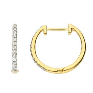 18 Karat Gelbgold Diamant Paar Creolen 0,08 Karat 1,1mm Breit