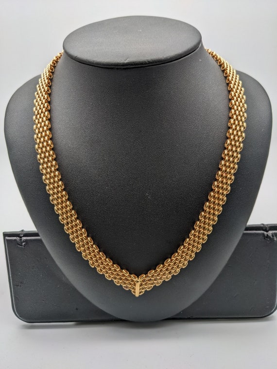 18ct Yellow Gold Brick Link Necklace 10mm Wide 19.5