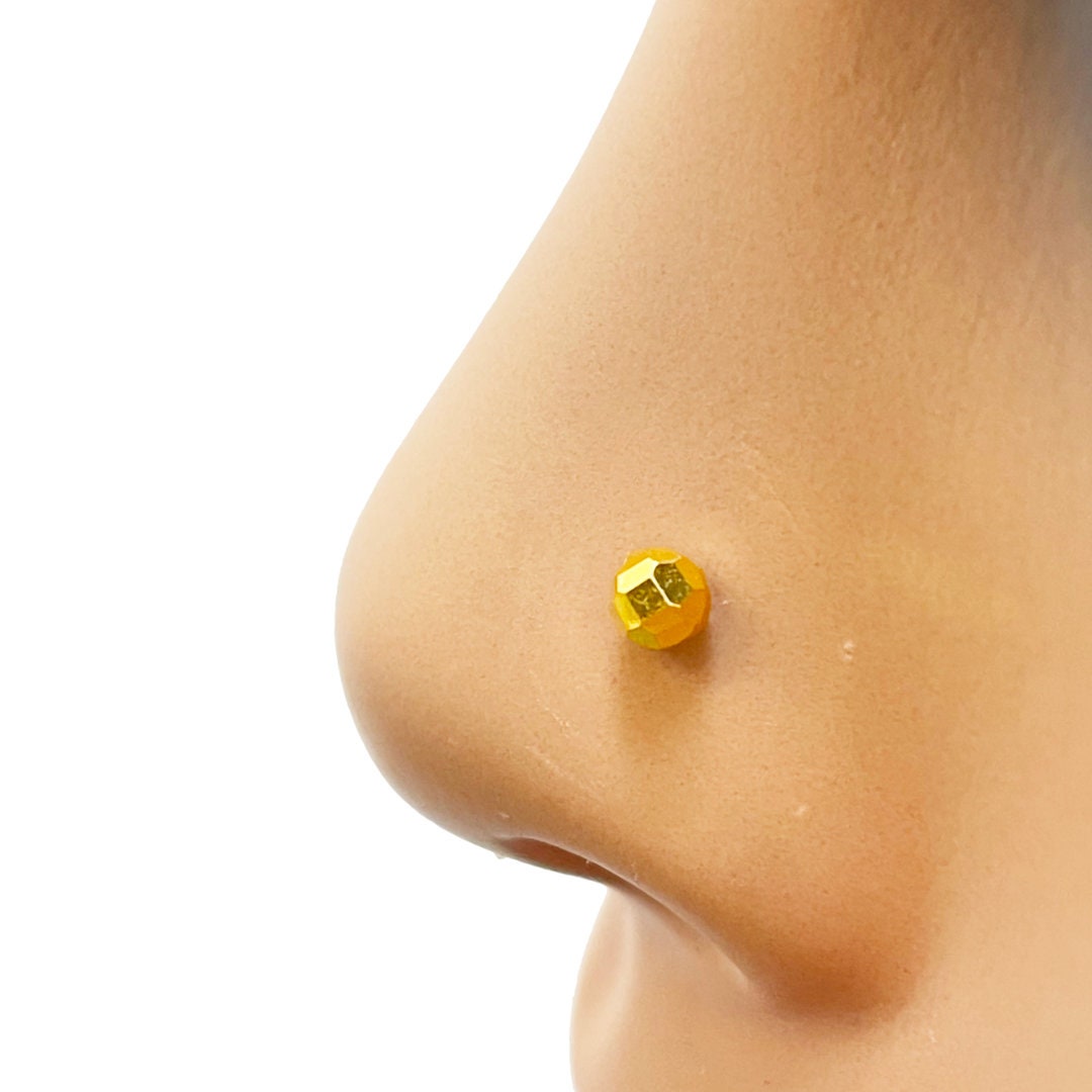 Buy 22ct Yellow Gold Plain Gold Diamond Cut Design Single Nose