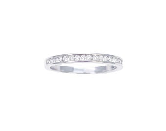 18ct White Gold Natural Round Diamond Half Eternity Band Channel Set 0.22ct