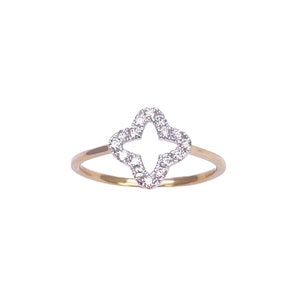18ct Yellow Gold Diamond Clover/flower Shaped Ring 0.18ct